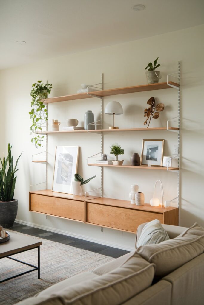 wall storage in living room