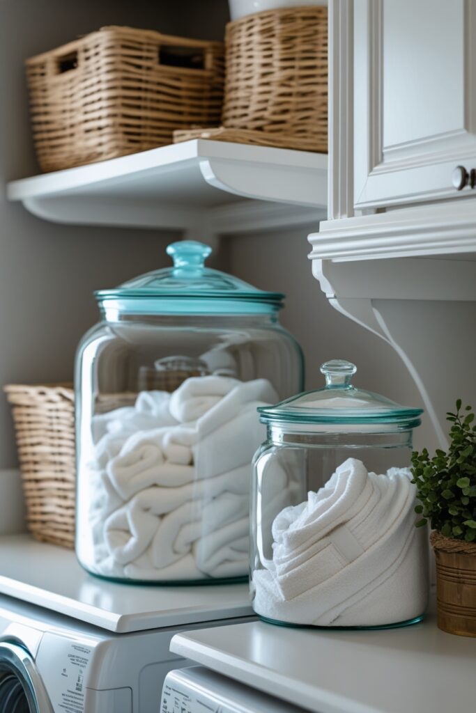 glass jars for laundry supplies for laundry room organization