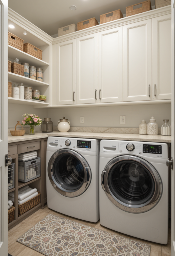 laundry room with organizers and bins