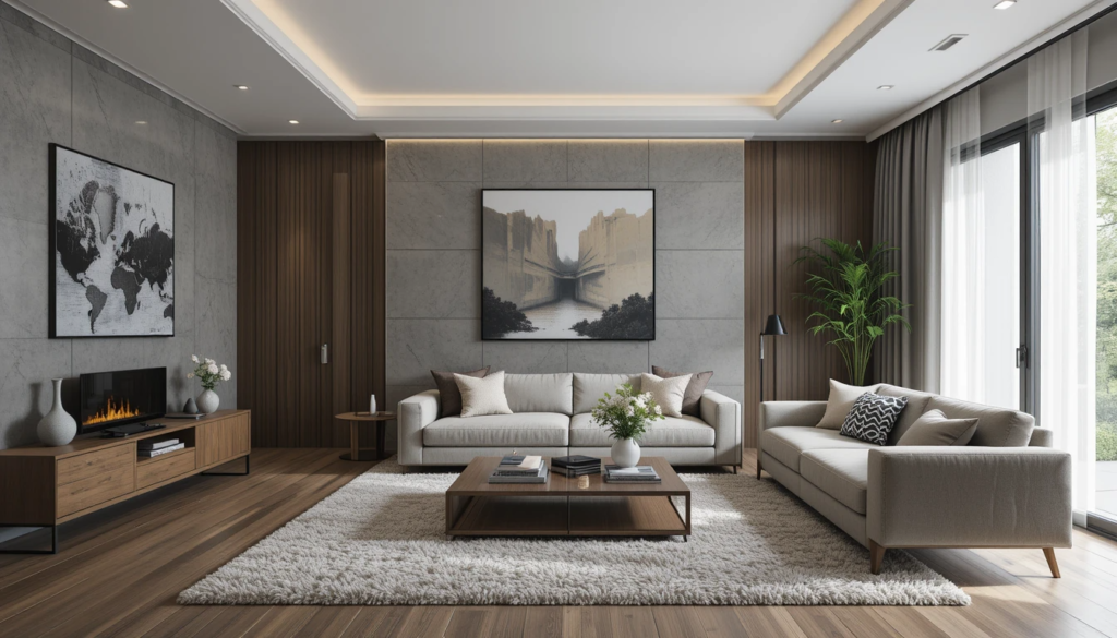 Grey And Brown Living Room