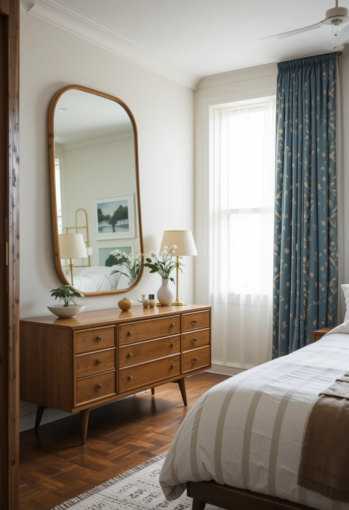 Full-Length Mirror in a Mid-century modern bedroom