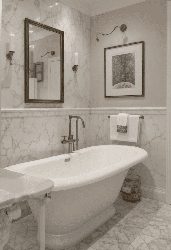 a freestanding tub in a bathroom