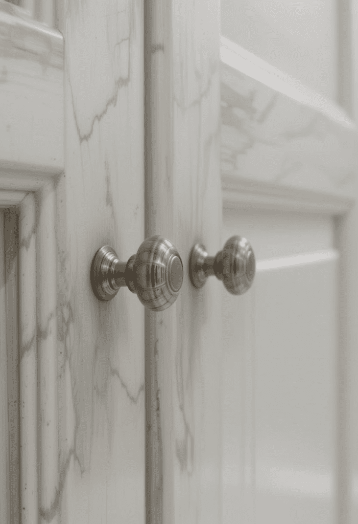 cabinet handles in a bathroom