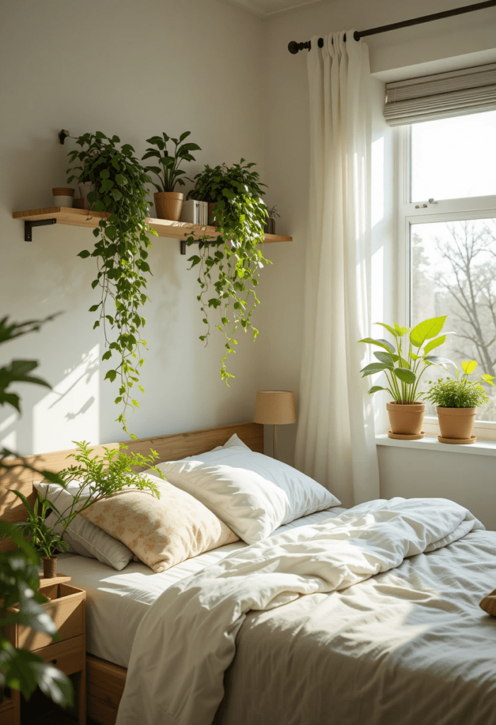 plants all over the bedroom