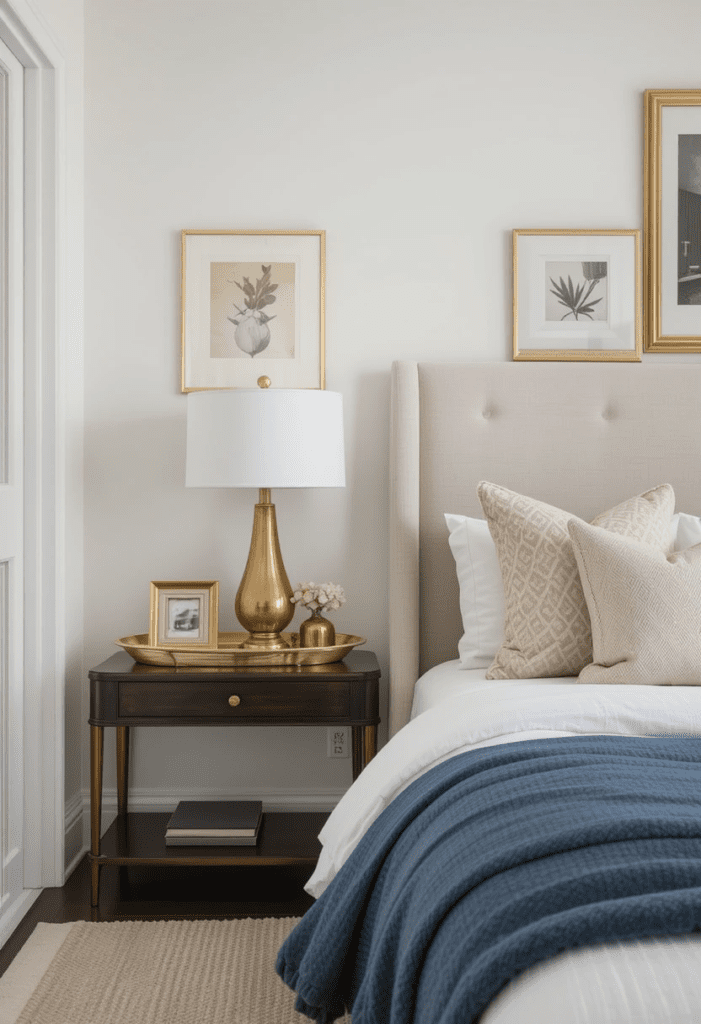 warm metallic accent bedroom