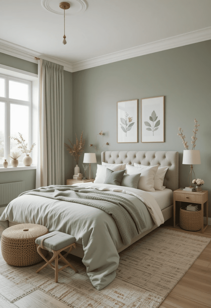 bedroom with soft color palette