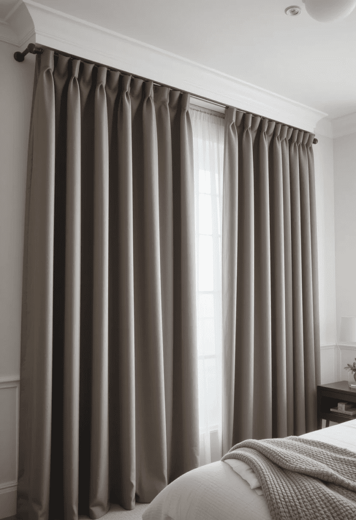 blackout curtains in a cozy bedroom