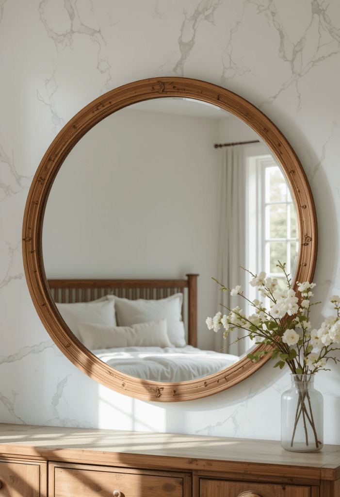 mirror in a cozy bedroom