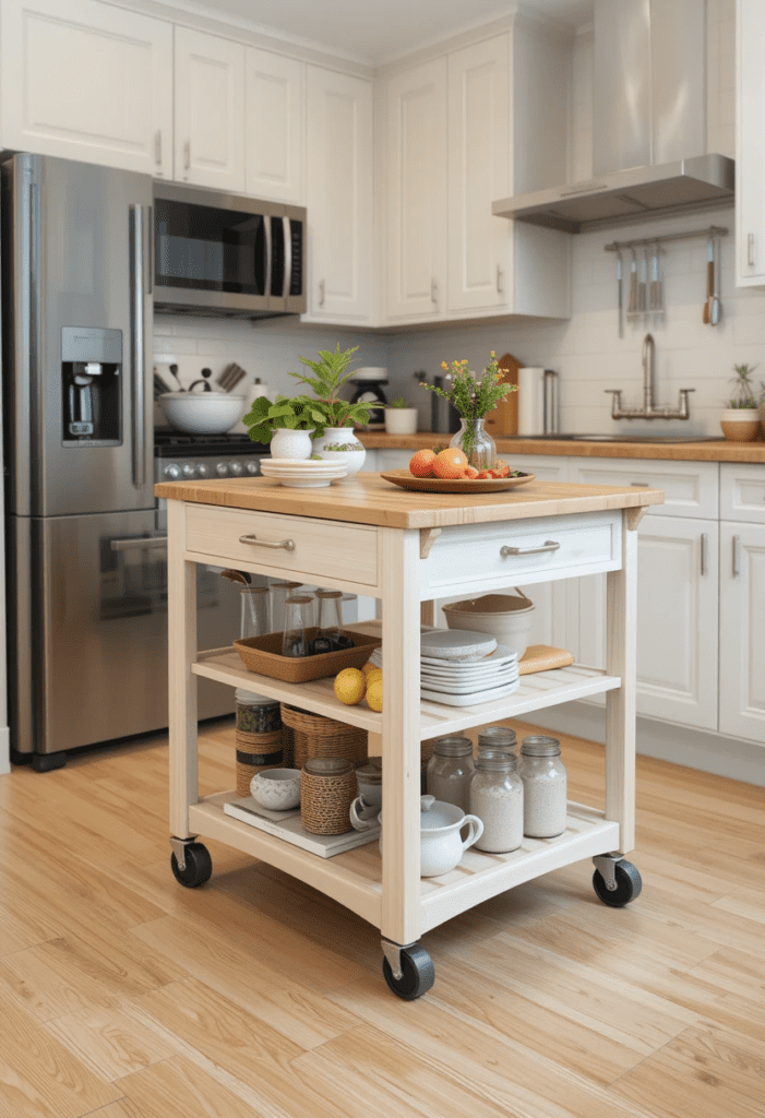 Rolling Cart as kitchen island idea