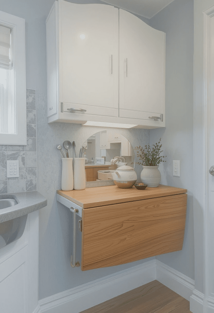 Wall-Mounted Drop-Leaf Island in a kitchen