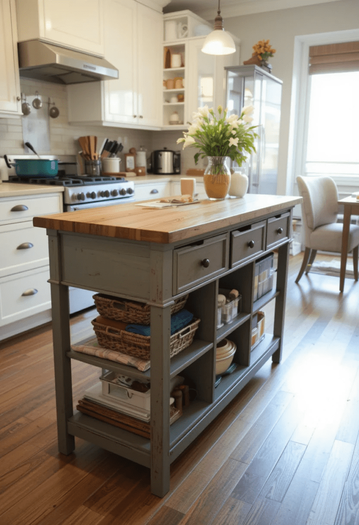 console table as a kitchen island