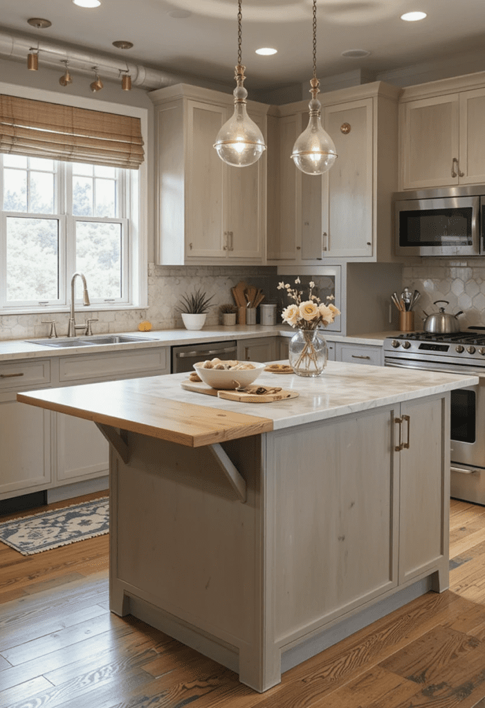 drop leaf extension in a kitchen island