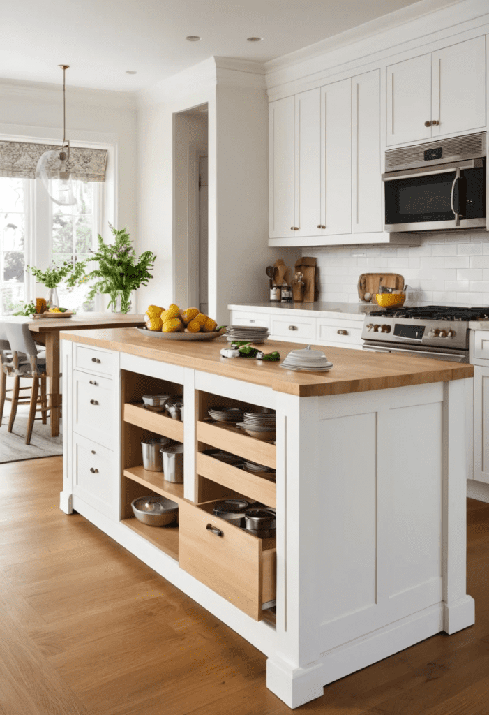 hidden storage in kitchen island