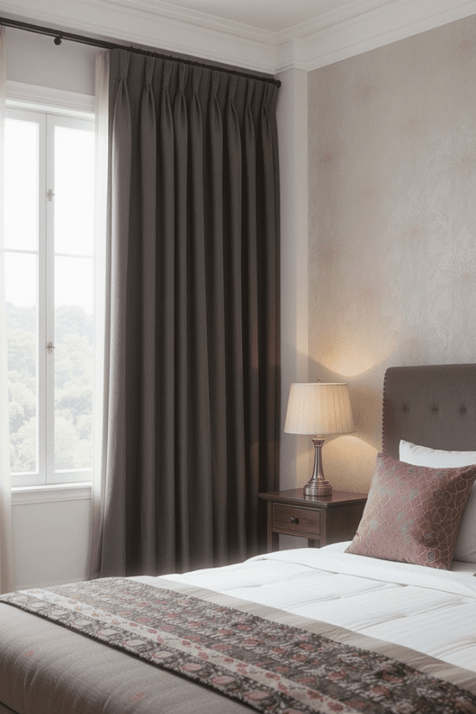 Classic pleated bedroom curtains