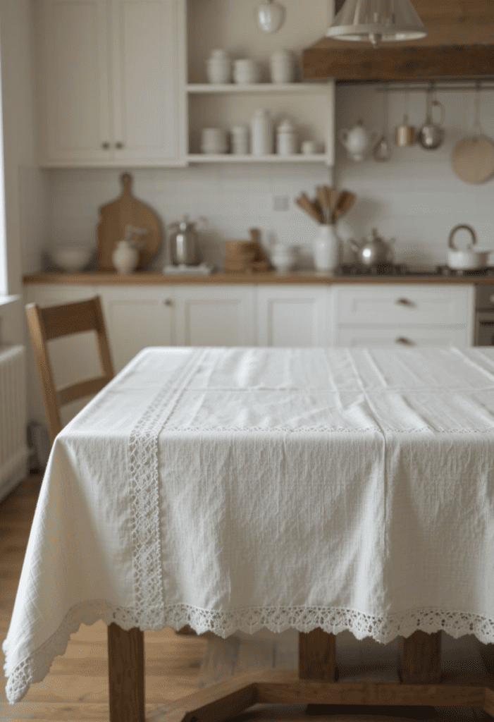 Cozy kitchen with soft linen