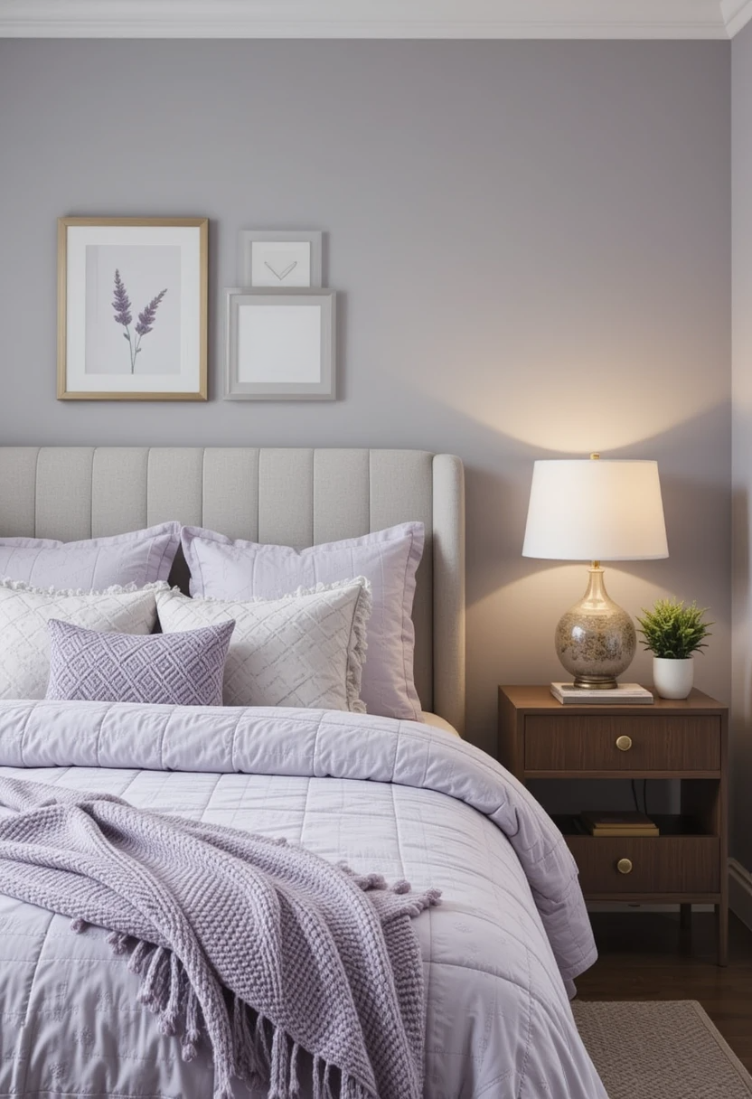 17 Soft Lavender and Gray Bedroom Ideas for a Relaxing Space - Cozy ...