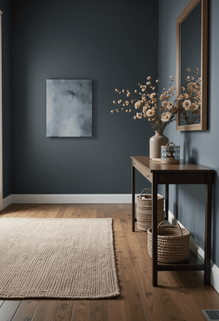 large entryway with rug