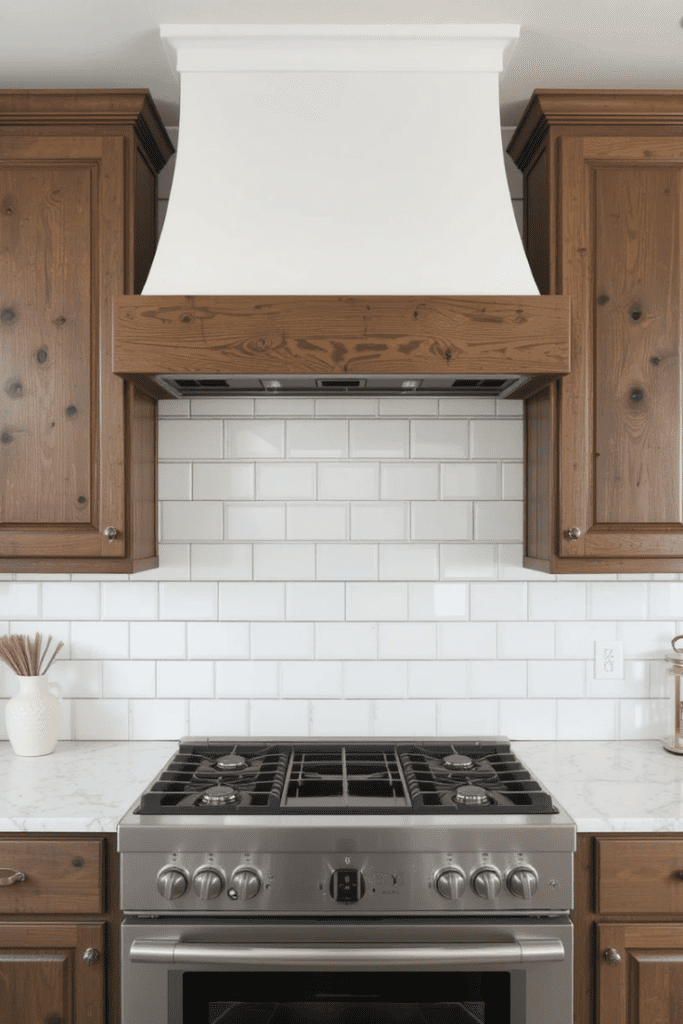 A bright kitchen with a white subway tile backsplash for a clean and classic look.