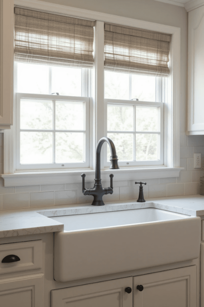 A kitchen with matte black fixtures for a sleek, modern contrast.