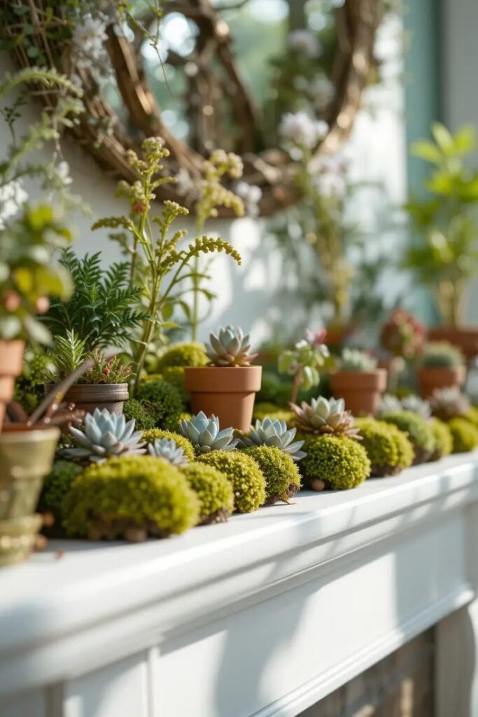Miniature summer mantle garden