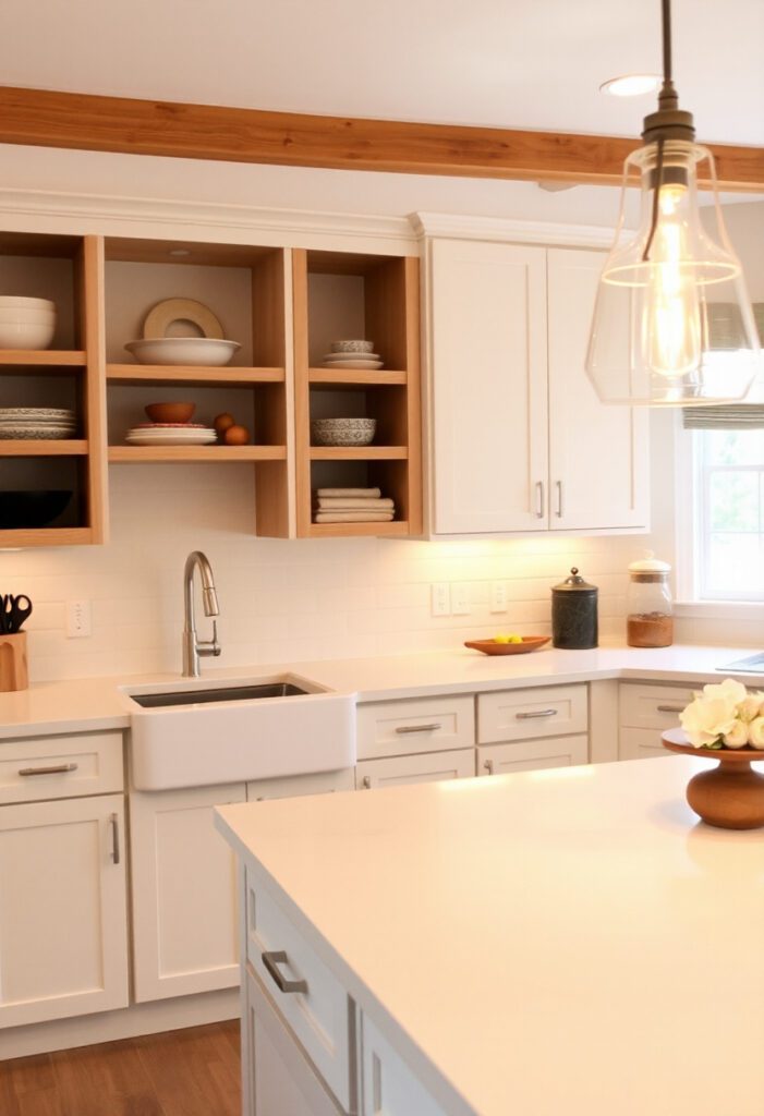 A modern kitchen layout idea showing efficient workflow zones, perfect for anyone looking to fix common kitchen design mistakes and improve functionality with cozy, clean styling.