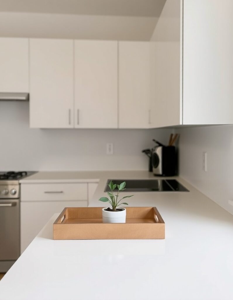 Clean small kitchen with clear countertops and simple daily habits that reduce clutter.