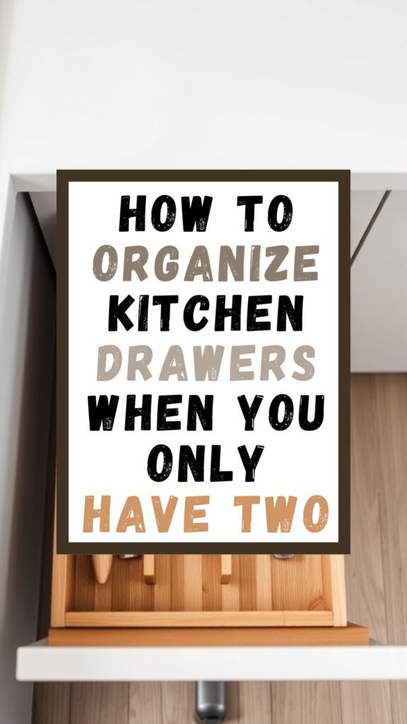 Organized small kitchen drawer with bamboo dividers separating essential utensils into clear zones.